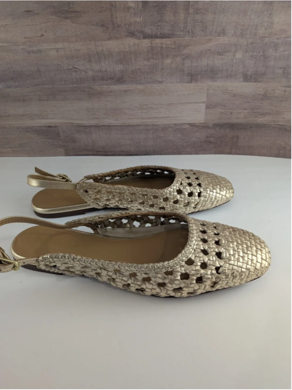 Women's Seychelles Gold Woven Slingback 8/5 Flats